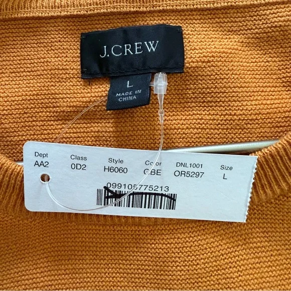 NWT J. Crew Men’s Size Large Orange 100% Cotton Pullover Sweater
